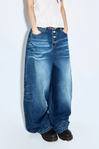 Button-fly Balloon Jeans