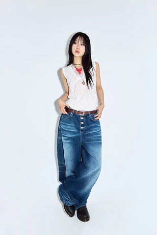 Button-fly Balloon Jeans