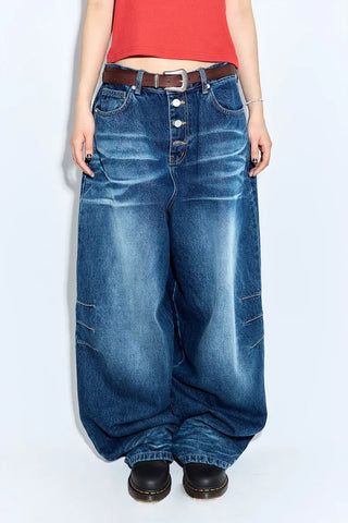 Button-fly Balloon Jeans