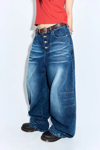 Button-fly Balloon Jeans
