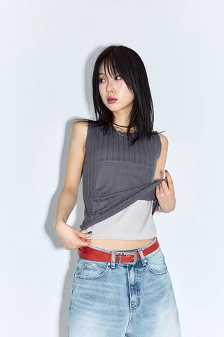 Rose Button Sleeveless