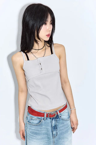 Rose Button Sleeveless