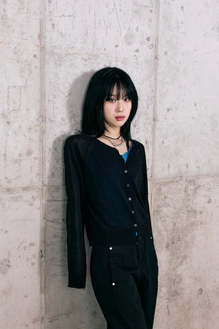 Et Linen See-through Cardigan