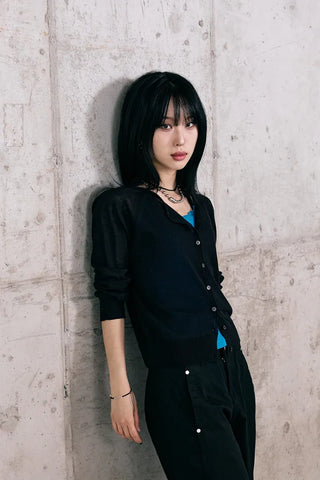 Et Linen See-through Cardigan
