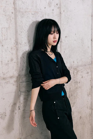 Et Linen See-through Cardigan