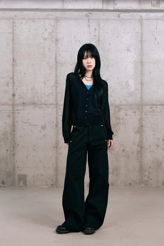 Et Linen See-through Cardigan