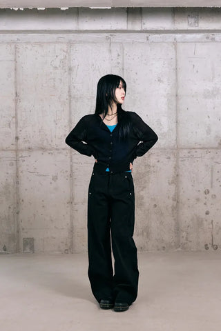 Et Linen See-through Cardigan