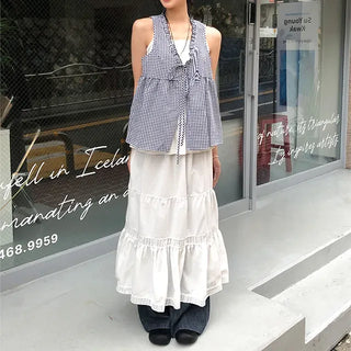 More Frill Check Sleeveless Blouse