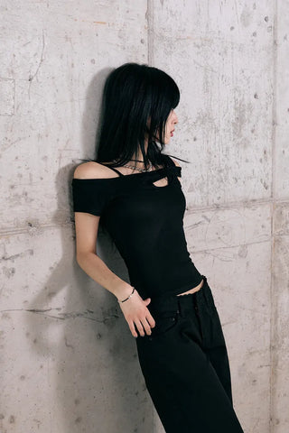 Shape Off-Shoulder Short Sleeve T-Shirt