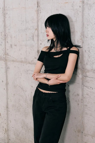 Shape Off-Shoulder Short Sleeve T-Shirt