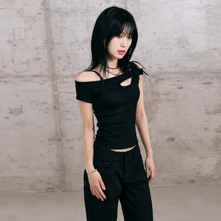 Shape Off-Shoulder Short Sleeve T-Shirt