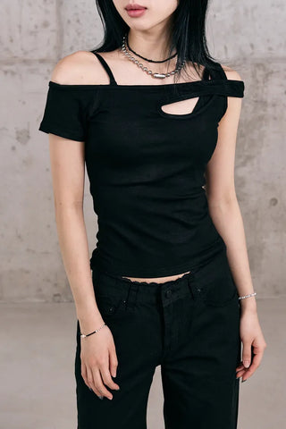Shape Off-Shoulder Short Sleeve T-Shirt