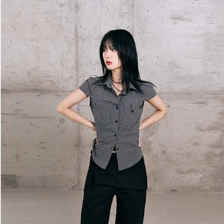 Leaf Cap Sleeve Short Sleeve Shirt