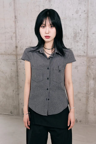 Leaf Cap Sleeve Short Sleeve Shirt