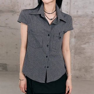 Leaf Cap Sleeve Short Sleeve Shirt