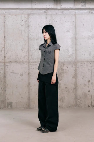 Leaf Cap Sleeve Short Sleeve Shirt