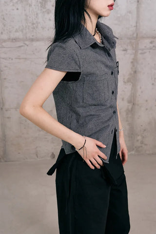 Leaf Cap Sleeve Short Sleeve Shirt