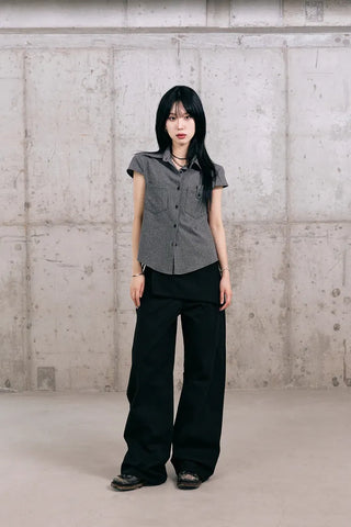 Leaf Cap Sleeve Short Sleeve Shirt