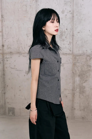Leaf Cap Sleeve Short Sleeve Shirt