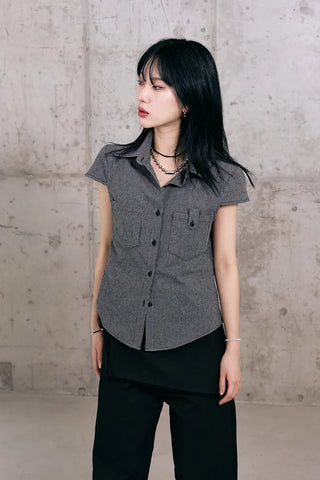 Leaf Cap Sleeve Short Sleeve Shirt