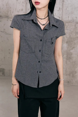 Leaf Cap Sleeve Short Sleeve Shirt