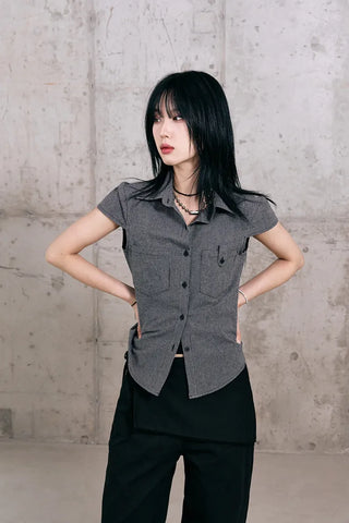 Leaf Cap Sleeve Short Sleeve Shirt