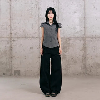 Leaf Cap Sleeve Short Sleeve Shirt
