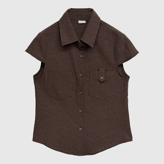 Leaf Cap Sleeve Short Sleeve Shirt