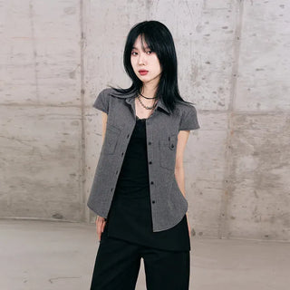 Leaf Cap Sleeve Short Sleeve Shirt