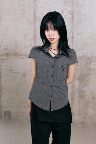 Leaf Cap Sleeve Short Sleeve Shirt