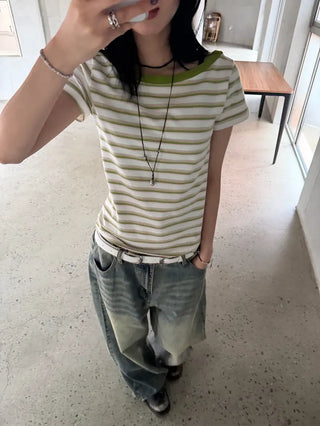 Cindy Striped Short Sleeve Tee