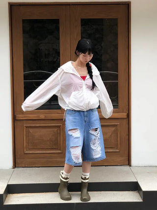Summer Crop Hooded Wind Jacket