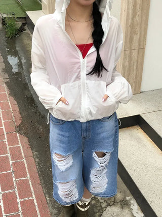 Summer Crop Hooded Wind Jacket