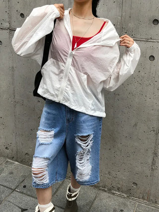 Summer Crop Hooded Wind Jacket