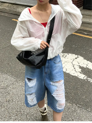 Summer Crop Hooded Wind Jacket