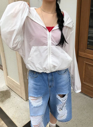 Summer Crop Hooded Wind Jacket