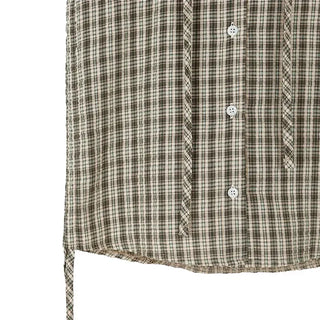 String Check Hooded Short Sleeve Shirt