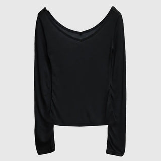 Raw Tencel V-neck Long Sleeve Tee