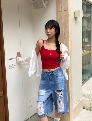 Daily Ribbed Sleeveless with Built-in Cap