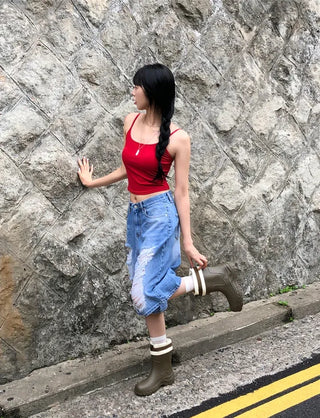 Daily Ribbed Sleeveless with Built-in Cap
