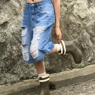 Distressed Bermuda Denim