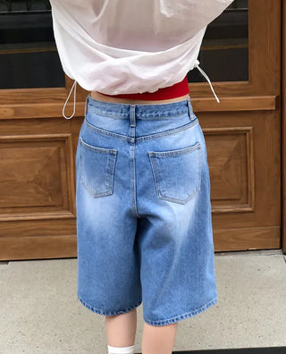 Distressed Bermuda Denim