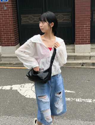Distressed Bermuda Denim