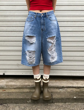 Distressed Bermuda Denim