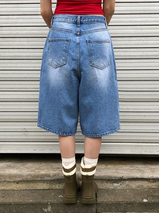 Distressed Bermuda Denim