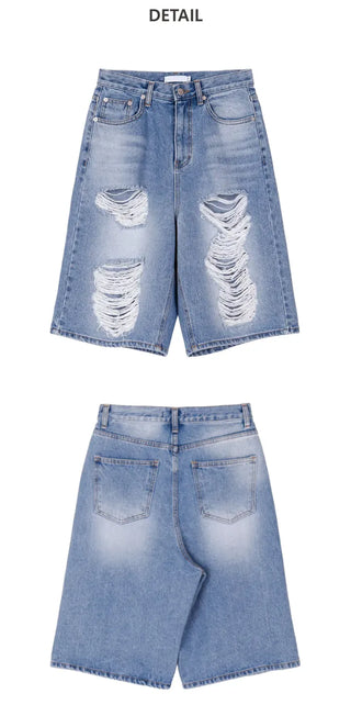 Distressed Bermuda Denim