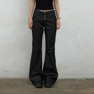 Out-button striped pants