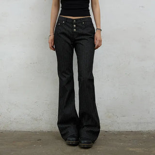 Out-button striped pants