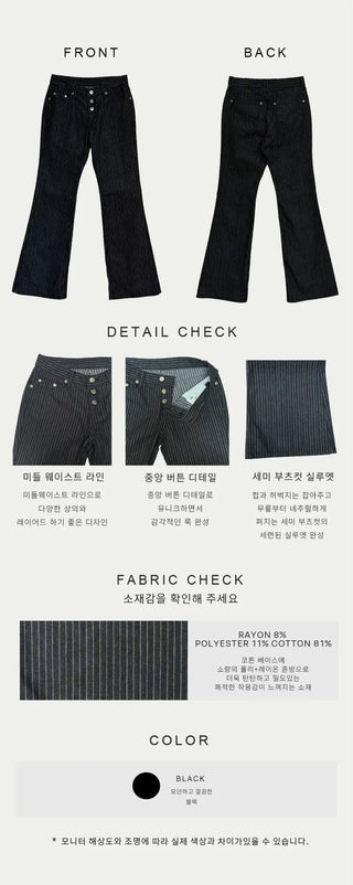 Out-button striped pants