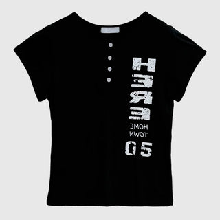 Here Henley Neck Short Sleeve Tee